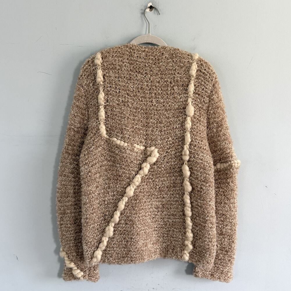 Vintage Gogo Bregante Raquel's Collection Wool Open Front Cream Marl Cardigan - Picture 3 of 4
